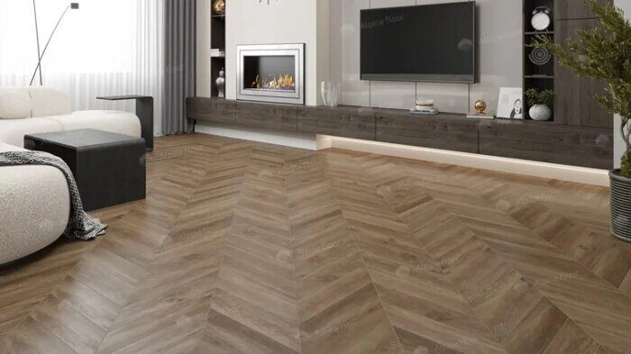 Макадамия Chevron Alpine LVT кварц-виниловая клеевая плитка Alpine Floor ECO 20-5