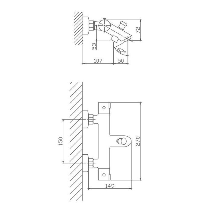 HB60809 Haiba Смеситель для ванны, термостат, латунь, хром