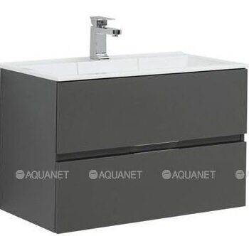 Алвита 80 тумба серый антрацит для ванной комнаты с раковиной-столешницей Фортуна 80 Aquanet