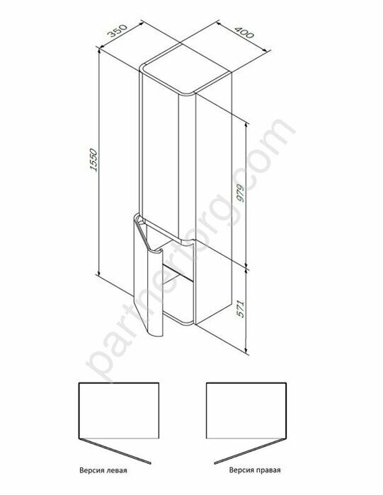 M30CHR0406NF Sensation, Шкаф-колонна, подвесной, правый, 40 см, двери, орех, текстурированная, шт