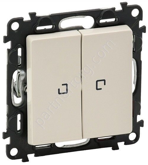 Legrand Valena Life выключатель 2-х клавишный 10АX 250В, безвинтовые зажимы, с подсветкой, с лицевой панелью, цвет слоновая кость