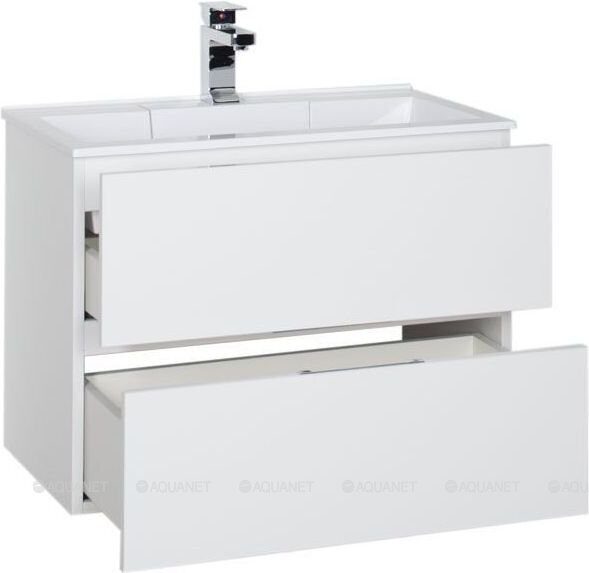 Алвита 70 тумба белая для ванной комнаты с раковиной-столешницей Фортуна 70 Aquanet