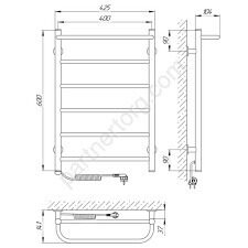 Прайм ЧКЧ П6 400х600 электрический  полотенцесушитель черный матовый