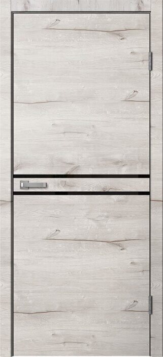 LF03 ПО Loft FlyDoors дверь межкомнатная дуб арктик с чёрным пластиком