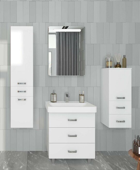 Америна 80 М см тумба напольная белая для ванной комнаты с раковиной Тигода 80 Aquaton