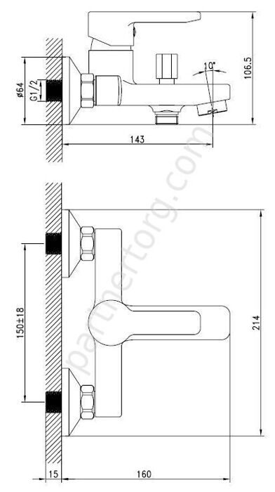 Sena Iddis хром смеситель для ванны с коротким изливом SENSB00i02