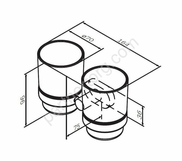 Двойной стеклянный стакан с настенным держателем, хром A74343400 Sense L