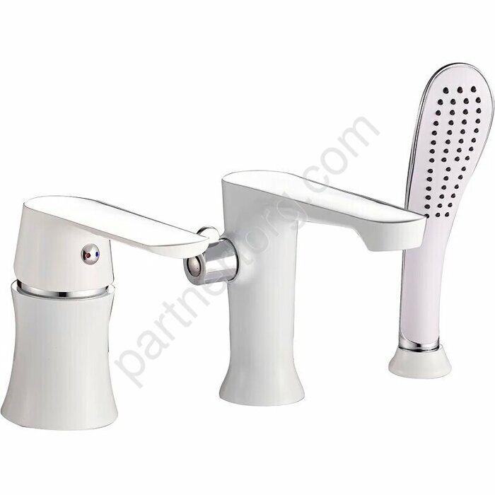 HB80804 смеситель врезной на борт ванны 3 отверстия белый Haiba