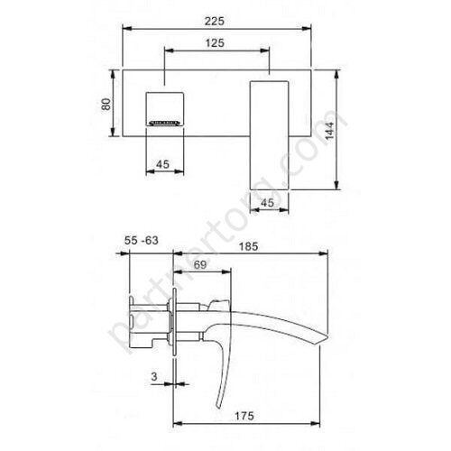 Gappo G1007-2 встраиваемый смеситель для раковины хром