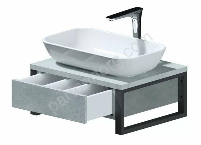 Grunge Loft Marka One Бетон светлый 60см тумба для ванной комнаты под раковину настольную