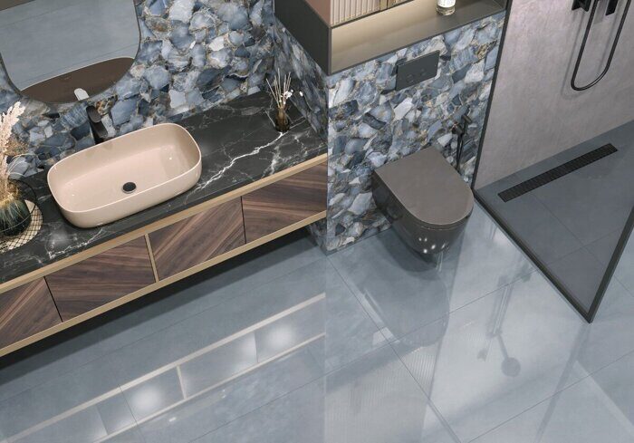 Studio Denim LCM керамогранит серо-голубой глянцевый 120х60см