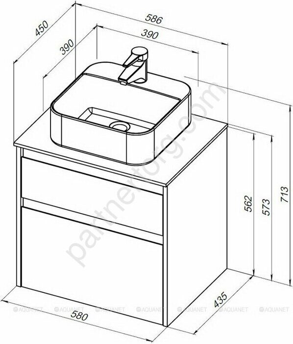 Nova Lite 60 тумба дуб рустикальный для ванной комнаты 2 ящика с раковиной-столешницей Латина 60 Aquanet