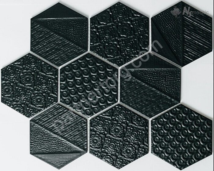 Керамическая мозаика матовая черная Rustic series R-330