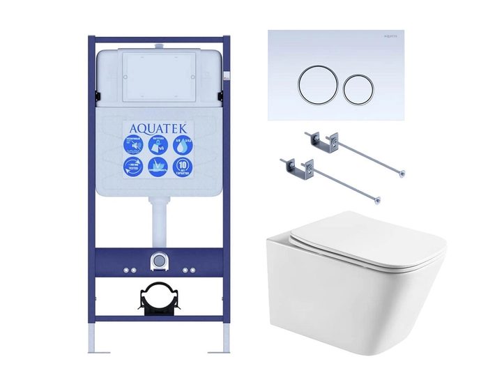 Set Aquatek Либра комплект рама INS-0000012, унитаз AQ1505T-00, крепеж KKI-0000001 и клавиша смыва KDI-0000015