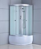ODA-8401 душевая кабина угловая полукруглая 80х80, матовое стекло, глубокий поддон