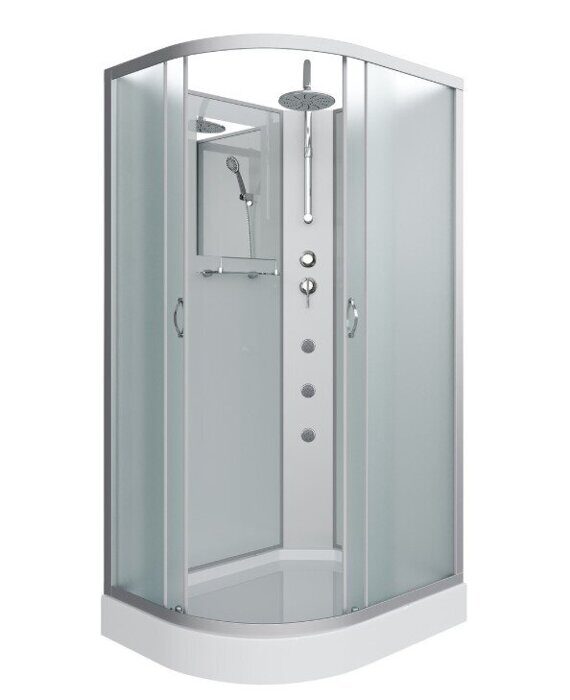 Niagara NG-3312-14RBKTG, душевая кабина асимметричная гидромассажная 120х80х210 см, матовое стекло, низкий поддон
