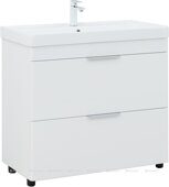 Ирис new 90 тумба белая напольная для ванной комнаты 2 ящика с раковиной Ирис 905*465*205 мм Aquanet