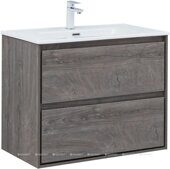 Милан 80 тумба дуб рошелье для ванной комнаты с накладной керамической раковиной Flash 812*470*195 Aquanet