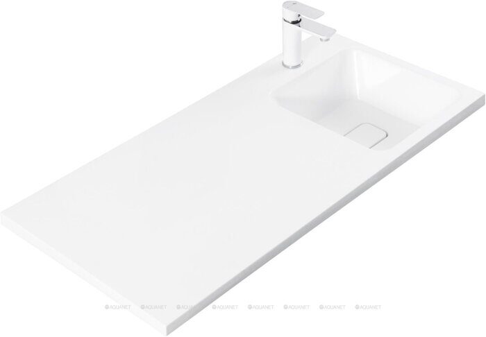 Kamilla 100 раковина-столешница правая из литьевого мрамора для монтажа над стиральной машиной Aquanet