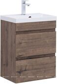Нота new 50 тумба дуб веллингтон табак для ванной комнаты с раковиной-столешницей Нота 50 Aquanet