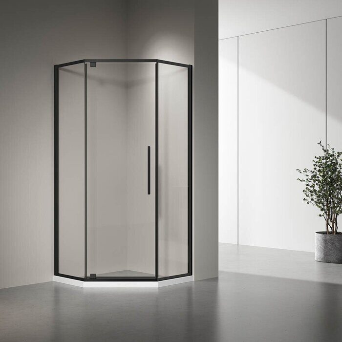 Veconi RV35B-80-01-C7 душевой угол, 80х80x195 см, дверь распашная, профиль черный