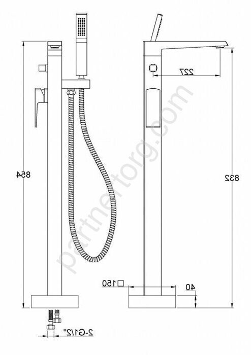 BelBagno ARL-FMTA-CRM напольный смеситель для ванны, хром