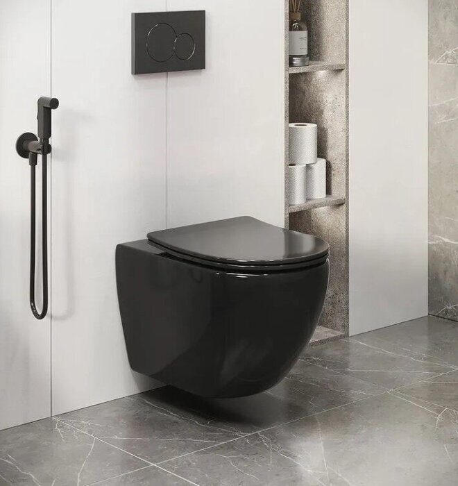 Grossman Color GR-4411blackS  Black подвесной безободковый унитаз черный с сидением