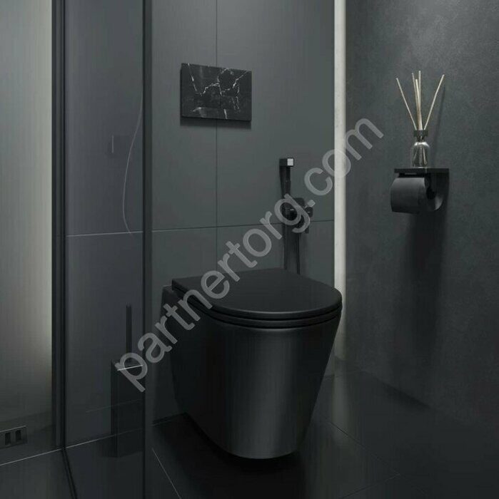 Calipso черный подвесной безободковый унитаз Iddis с сиденьем CALR3BMi25