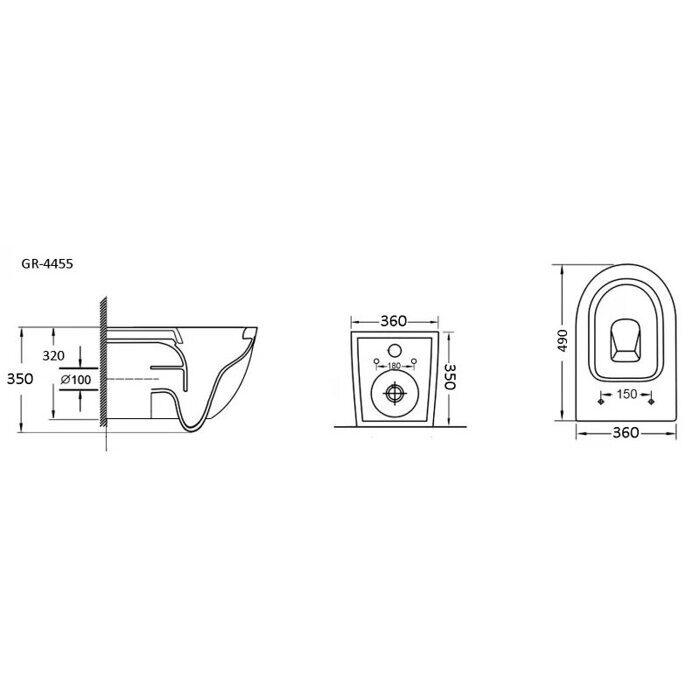 Grossman GR-4455BMS подвесной безободковый унитаз черный матовый с сидением