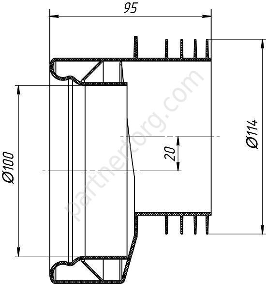 W0410 Труба фановая малая смещенная Ани пласт, эксцентрик