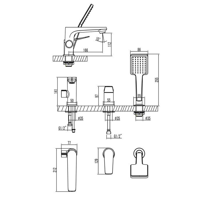 Bronx LM3745GM смеситель на борт ванны, графит Lemark