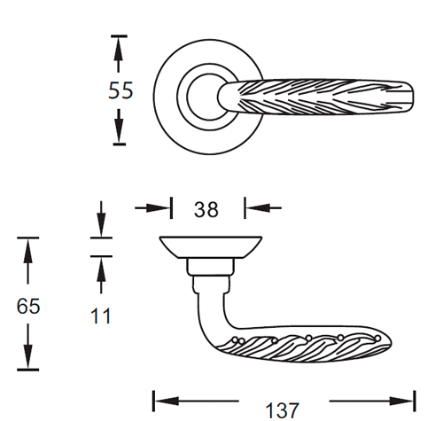 Archie Aurora  S010 167 ручка дверная фалевая на круглой накладке