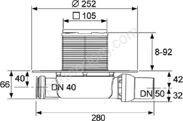 TECE drainpoint S110, трап низкий горизонтальный с фланцем