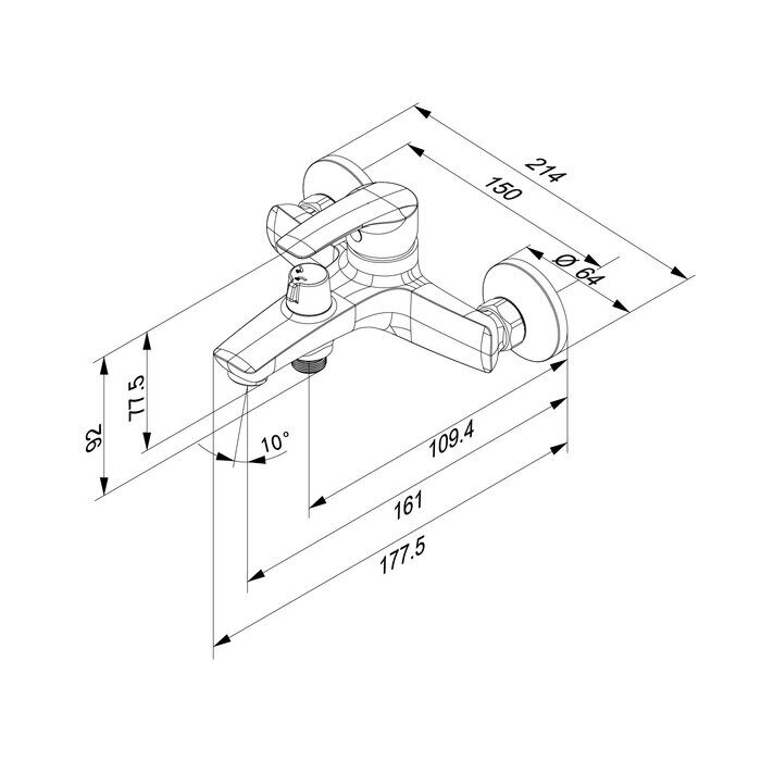 Ray Iddis черный смеситель для ванны RAYBL02i02WA