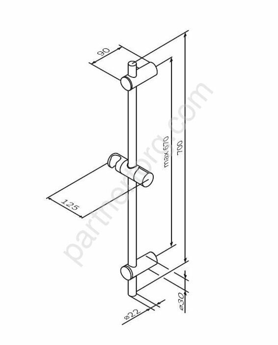 Душевая штанга, хром F0390000 Gem