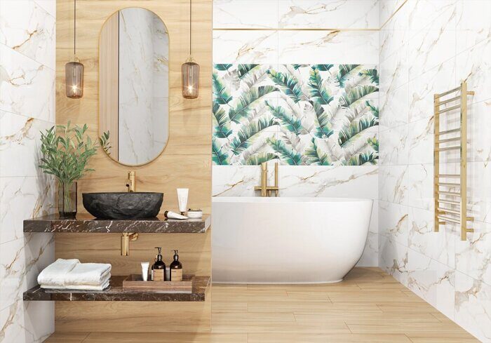 Barbados Calacatta Delacora настенная плитка белая глянцевая 30х90см