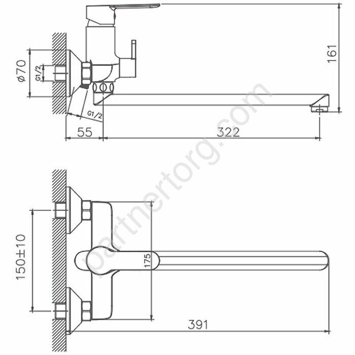HB22557-8 Haiba смеситель для ванны белый/хром