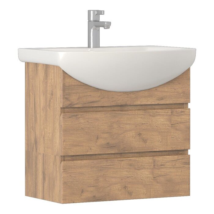 Wing 600-0-2 тумба подвесная дуб золотой для ванной комнаты с умывальником Балтика 60