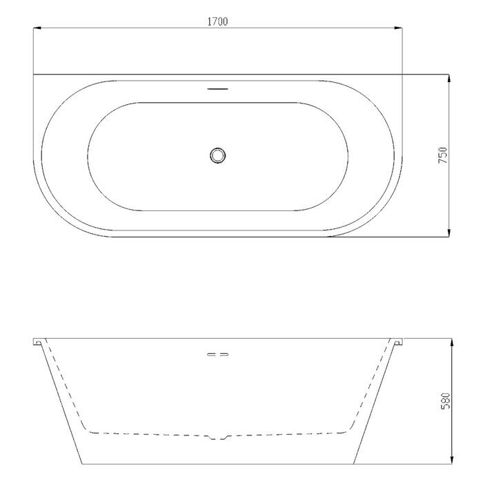 Elcon ванна акриловая 170х75 с рамой и сифоном ELC17075
