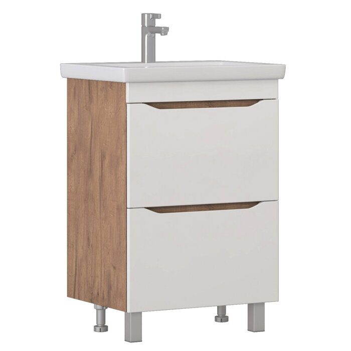 Grani 600-0-2 тумба дуб золотой для ванной комнаты с умывальником Como 60