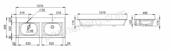 M70AWCD1202WG SPIRIT 2.0, Раковина мебельная, керамическая, 120 см, встроенная, цвет: белый, глянец