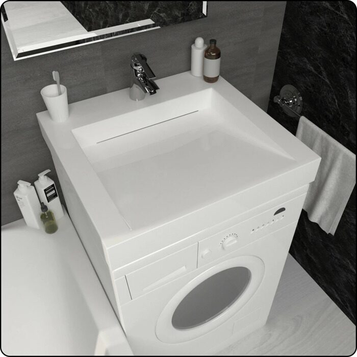 Блюз 60 раковина из литьевого мрамора для монтажа над стиральной машиной