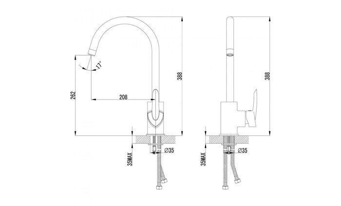 Mars LM3505C смеситель для кухни с высоким поворотным изливом, хром Lemark