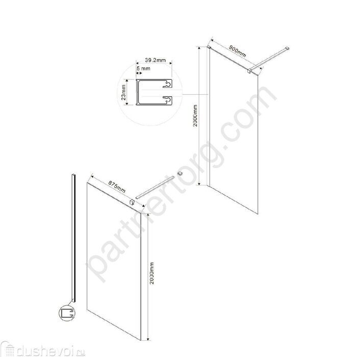 Vincea Walk-In VSW-1H900CLB душевая перегородка 90х200 см, профиль черный матовый