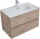 Алвита new 80 тумба дуб веллингтон белый для ванной комнаты 2 ящика с раковиной-столешницей Flat 80 Aquanet