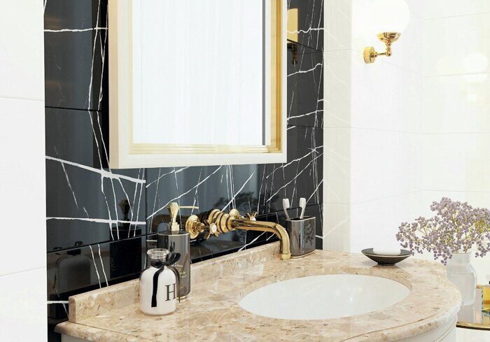 Chicago Black Rock New Trend настенная плитка черная глянцевая 20х60см