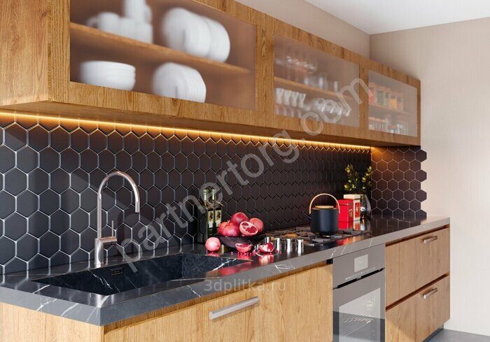 Hexagon big Grey Matt серая матовая мозаика из керамогранита гексагоны  95х110мм