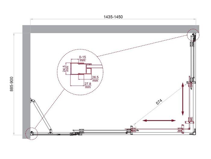 BelBagno LUCE-AH-21-145/90-C-Cr душевой уголок 145х90х195 см, дверь раздвижная, стекло прозрачное, профиль хром