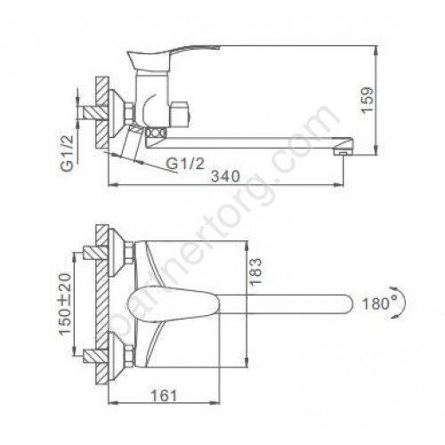 Frap F22001 смеситель для ванны хром