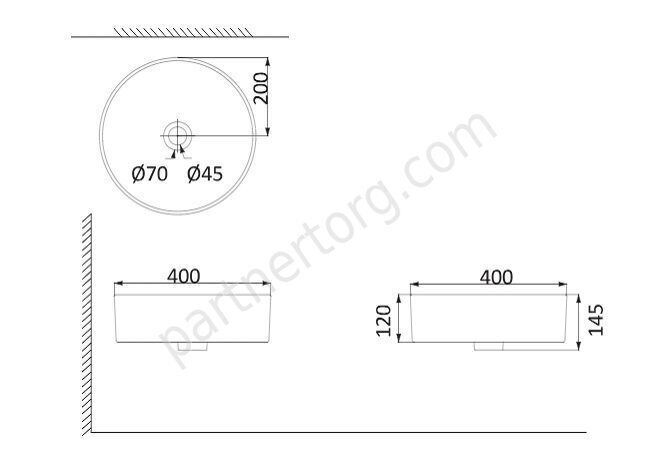 PU3100 Creo раковина накладная круглая